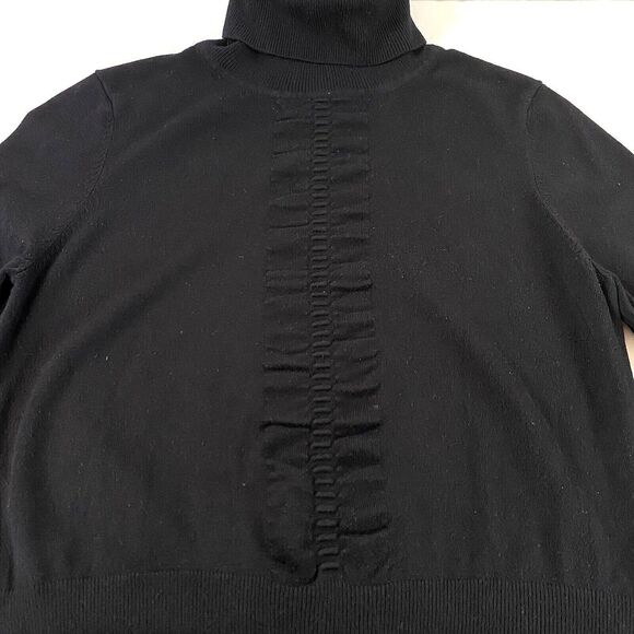 Express Textured Design Turtleneck Sweater Womens Medium Black Soft Empire Waist - Picture 2 of 12